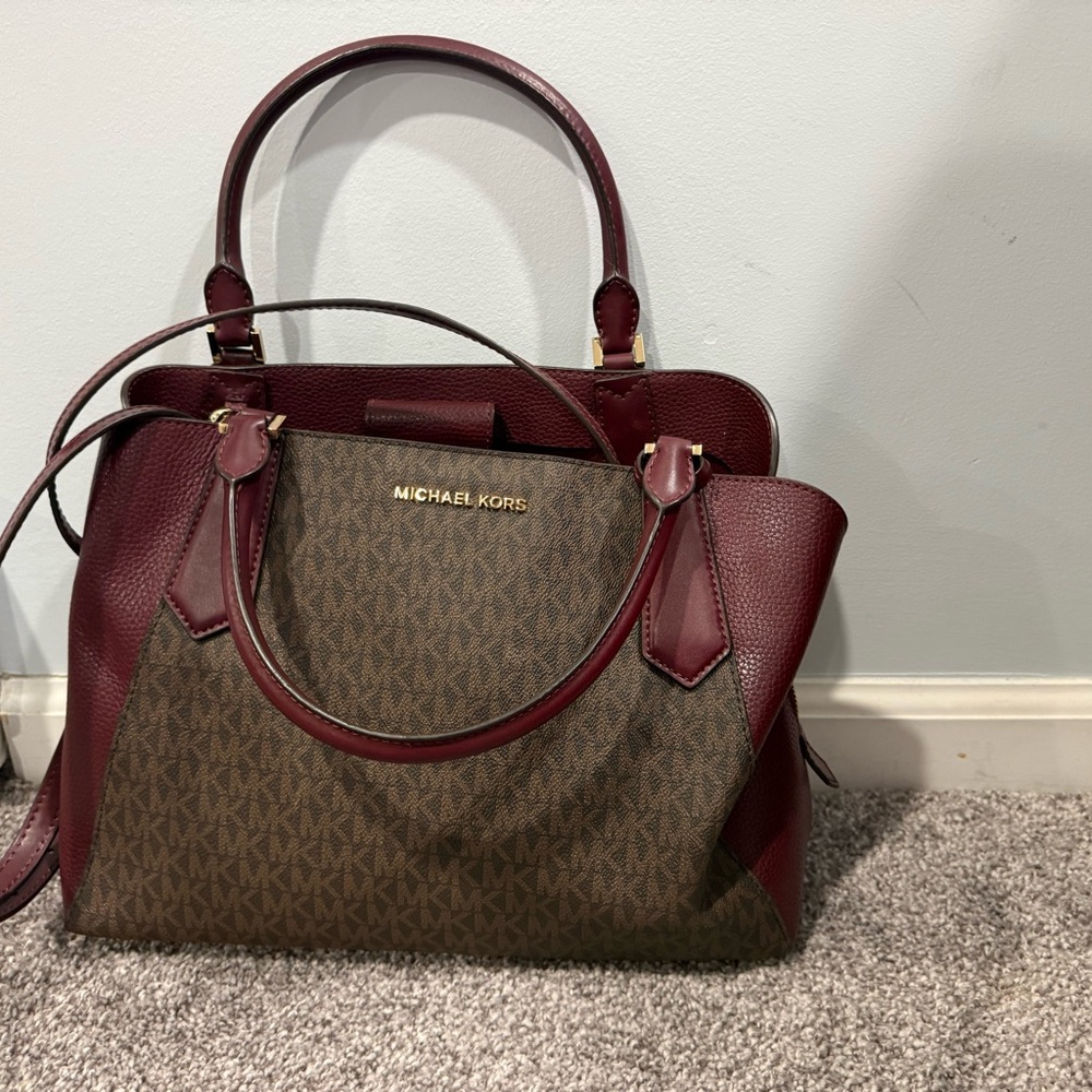 Michael Kors Red and Brown Satchel